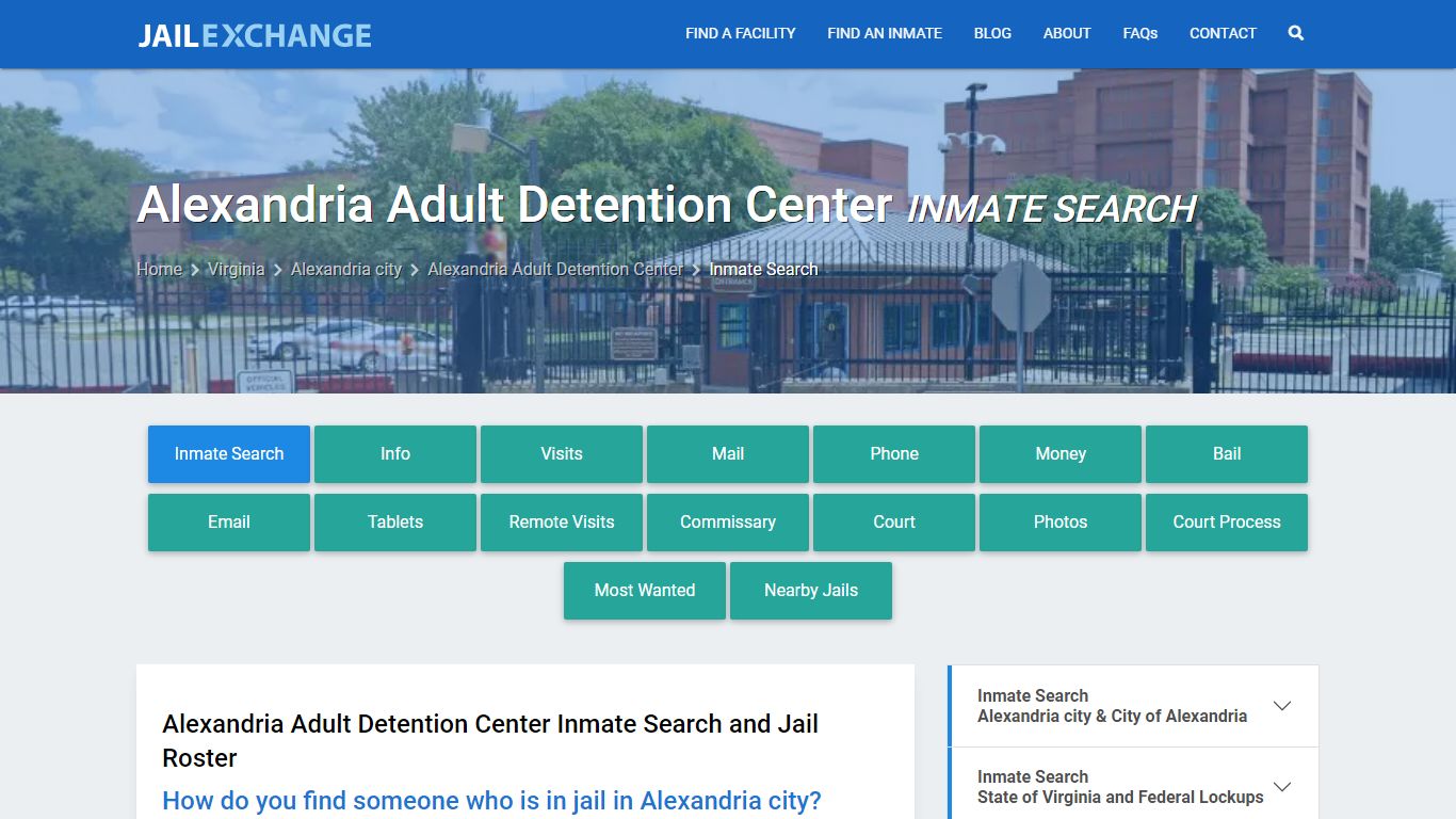 Alexandria Adult Detention Center Inmate Search - Jail Exchange