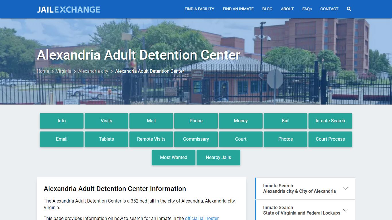 Alexandria Adult Detention Center, VA Inmate Search, Information
